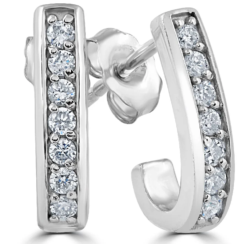 G/SI 1/3ct Diamond Hoops 14K White Gold 1/2" Tall