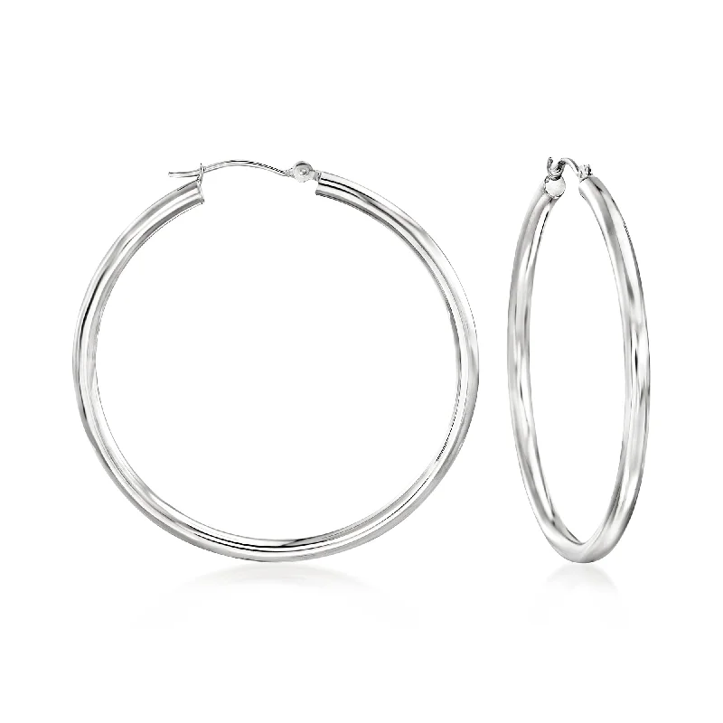 Ross-Simons 40mm 14kt White Gold Hoop Earrings