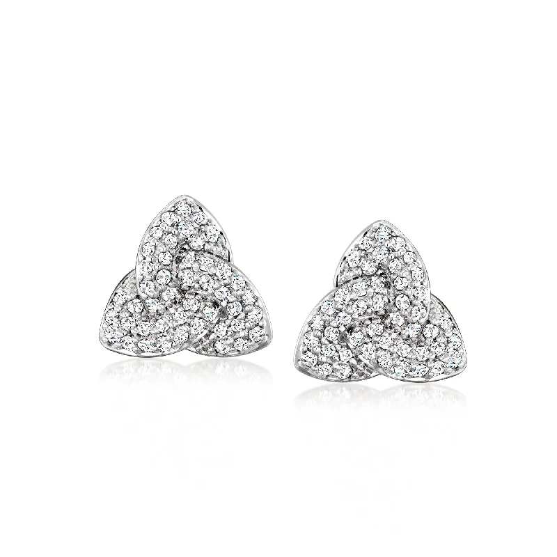 Ross-Simons Diamond Trinity Knot Earrings in Sterling Silver