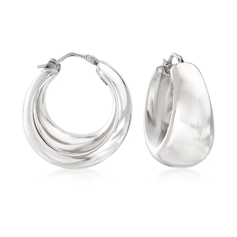 Ross-Simons Italian Sterling Silver Graduated Hoop Earrings