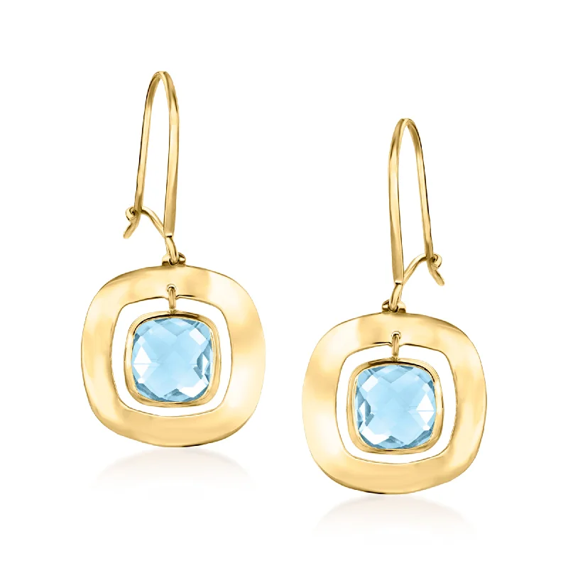 Ross-Simons Sky Blue Topaz Drop Earrings in 14kt Yellow Gold