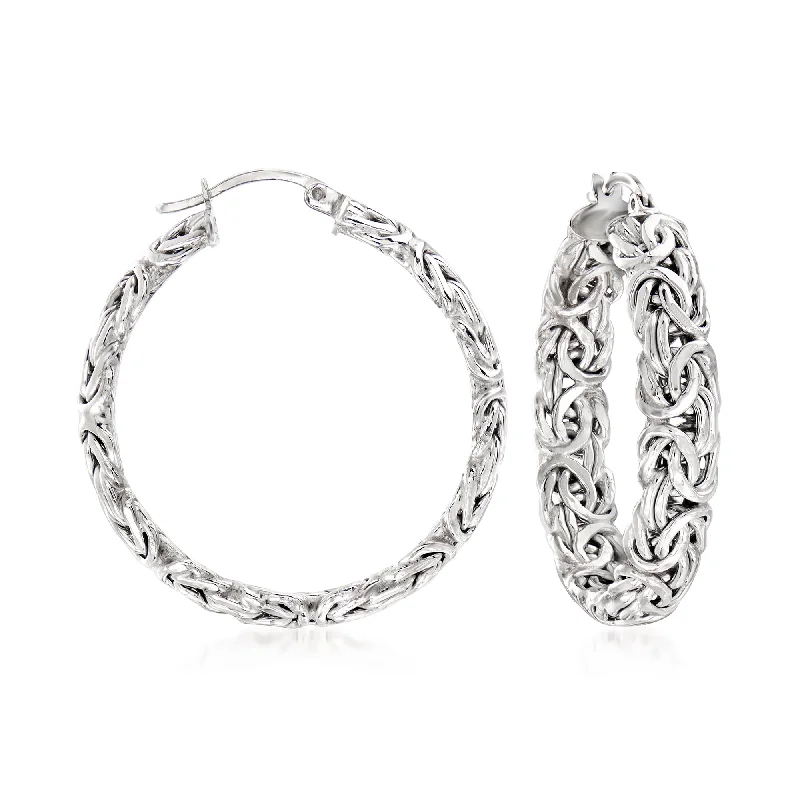 Ross-Simons Sterling Silver Large Byzantine Hoop Earrings