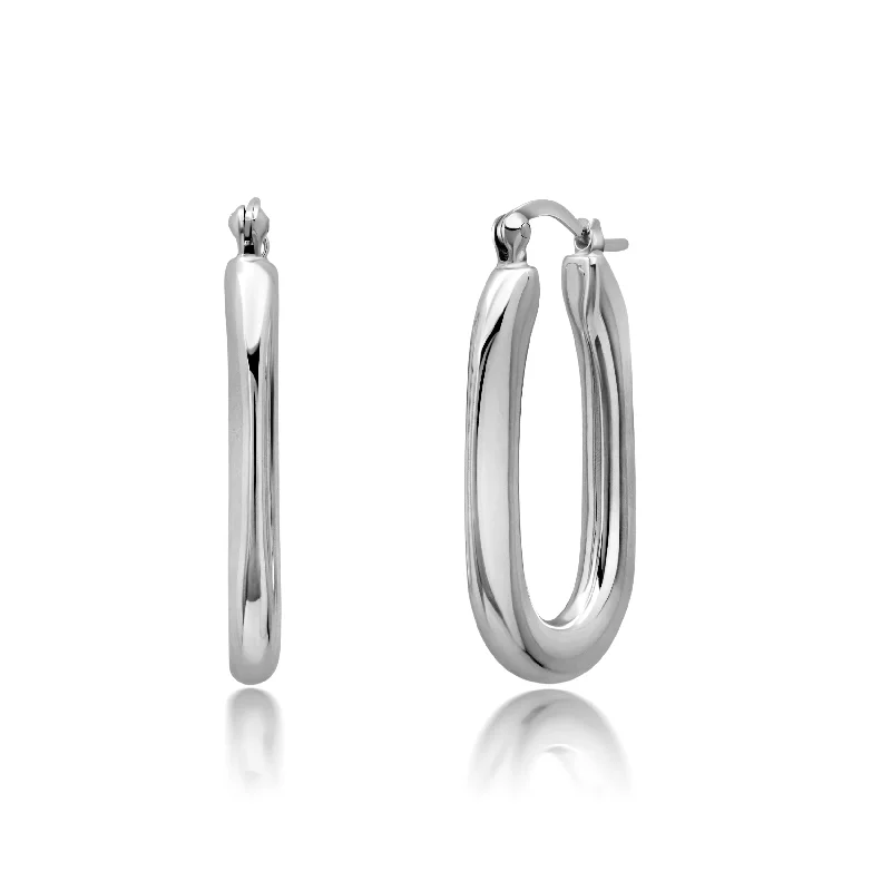 Sterling Silver 20X32X5 MM Hoop Earrings