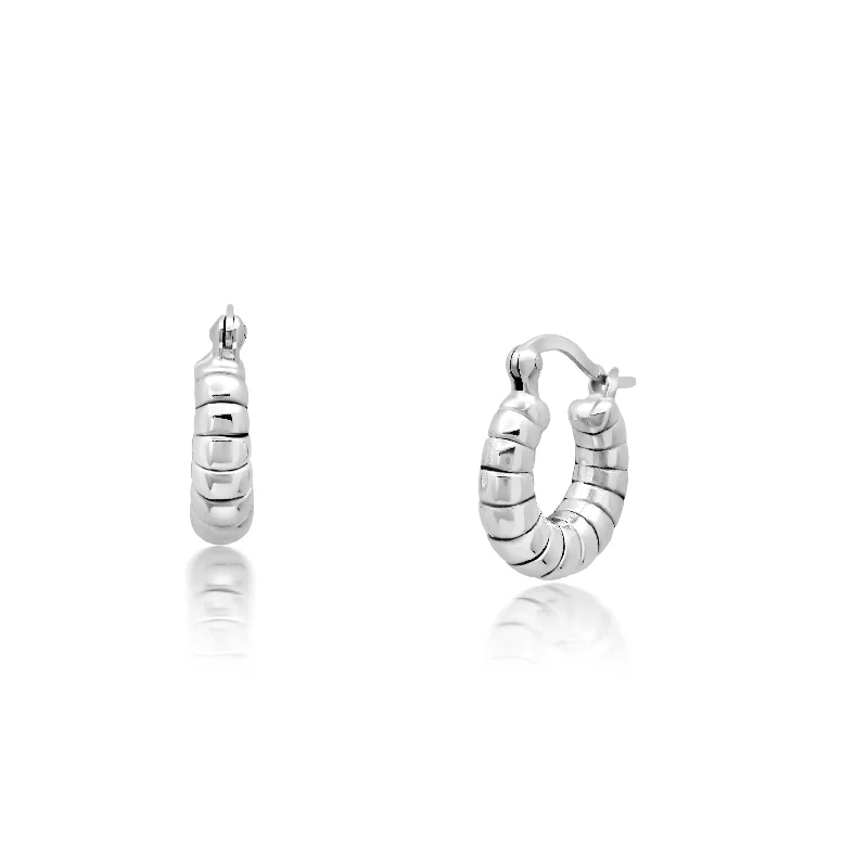 Sterling Silver Round Twist Hoop Earrings