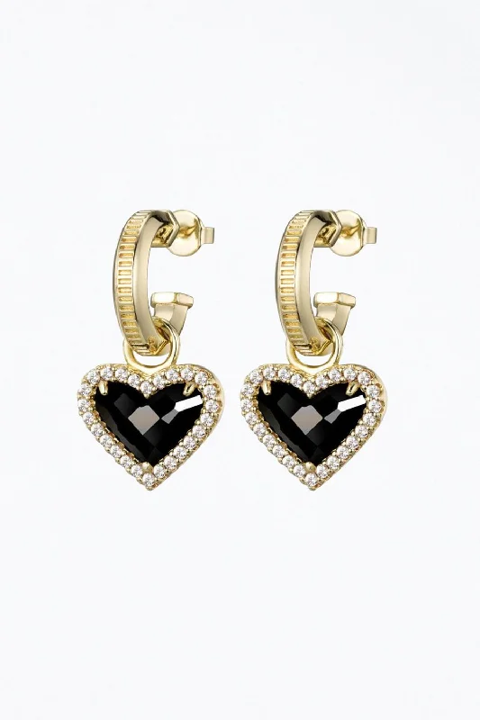 Whitney Gemstone Heart Earrings In Gold