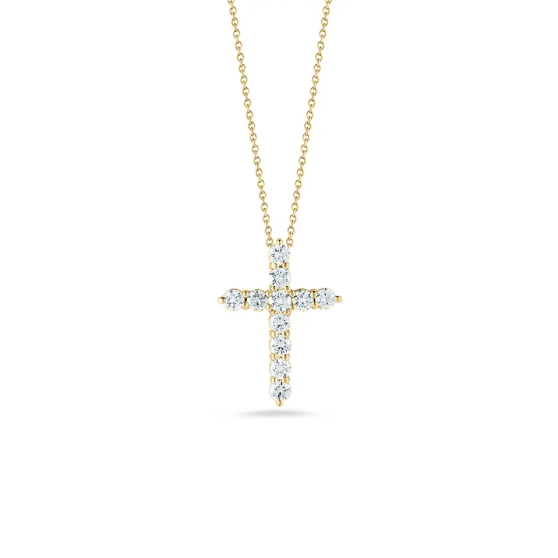 18K YELLOW GOLD TINY TREASURE DIAMOND CROSS NECKLACE