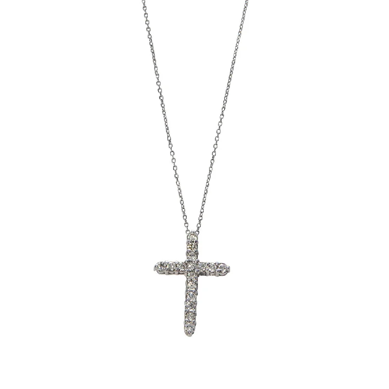 .50ct Diamond Cross 14K White Gold Pendant Necklace