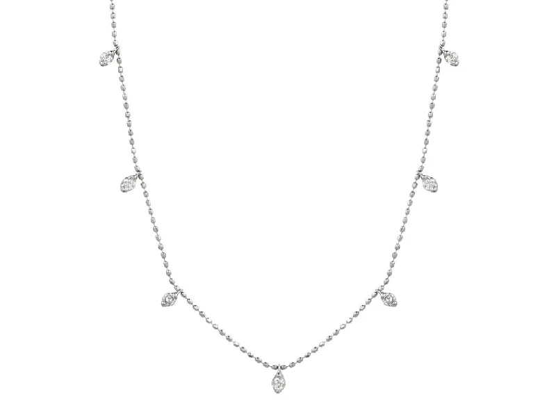 Bremer Jewelry 14K White Gold Round Shape Diamond 14K White Gold Station Necklace (0.50ctw)