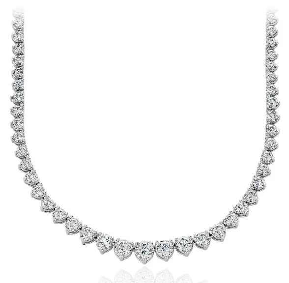 Bremer Jewelry Round Shape Diamond 18K White Gold Riviera Necklace (6.82ctw)