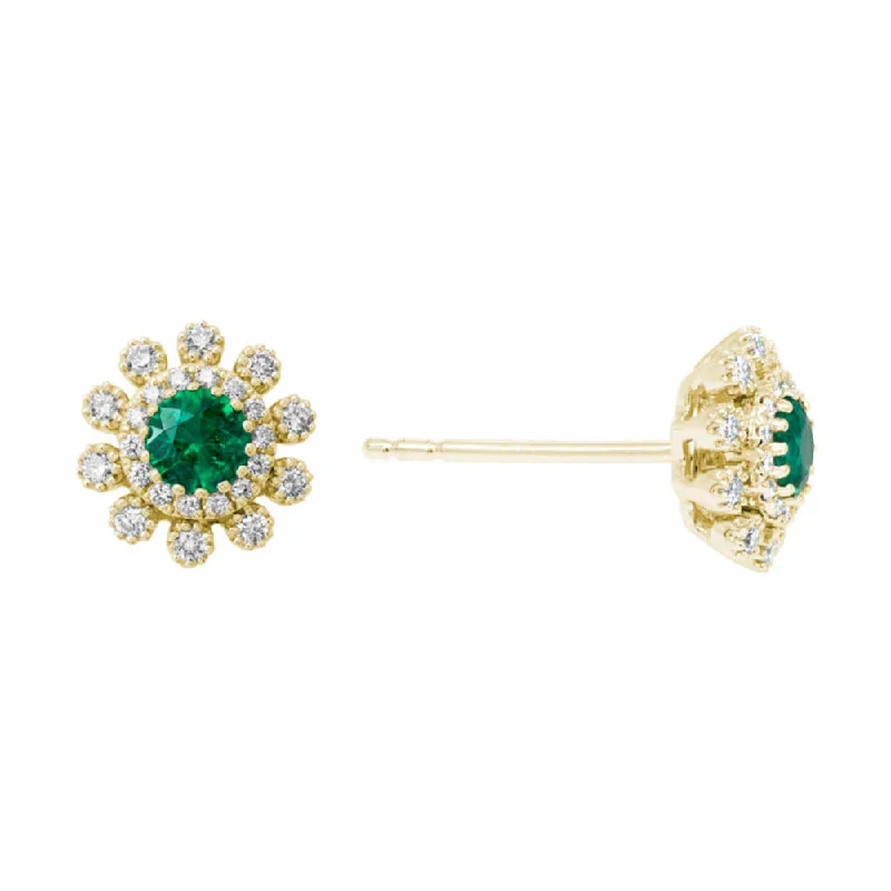 Buy More, Save More On Stunning Jewelry Designs 14k Diamond and Emerald Stud Earrings