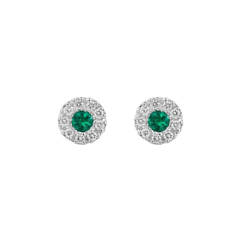 Timeless Jewelry At Special Discount Rates 14k Emerald & Diamond Stud Earrings