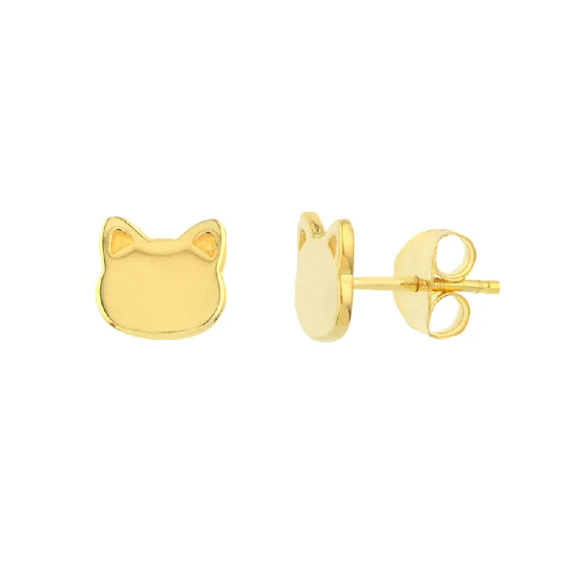 Exclusive Online Discounts On Stylish Jewelry 14k Gold Cat Face Stud Earrings