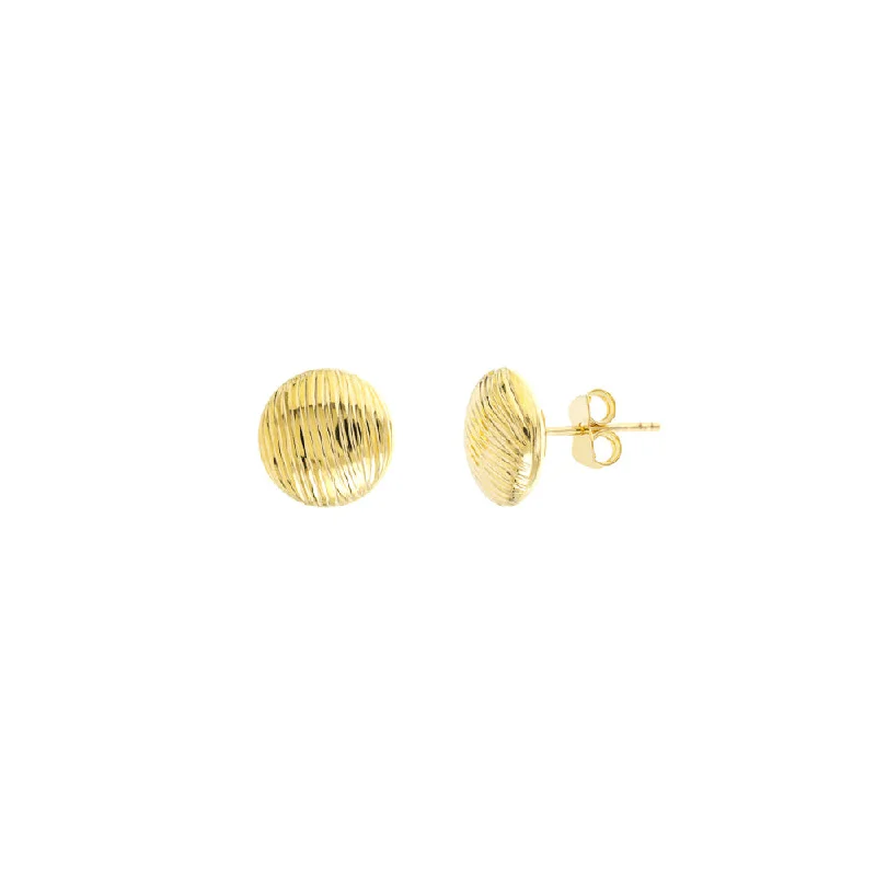 Buy More, Save More On Stunning Jewelry Pieces 14k Gold Ridged Button Stud Earrings