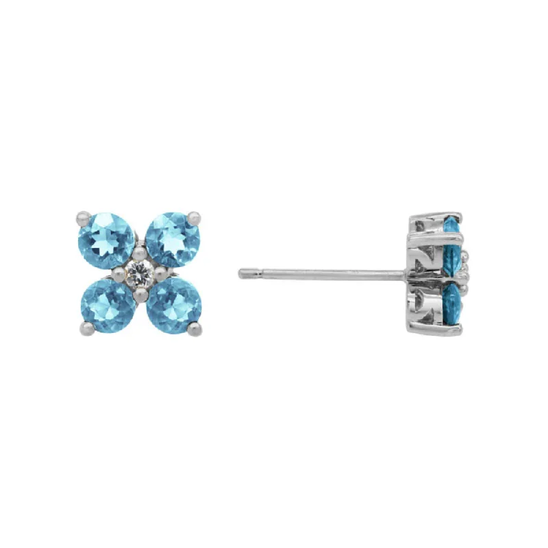 Limited-Time Jewelry Sale – Elegant Styles At Less 14k Swiss Blue Topaz Flower Stud Earrings