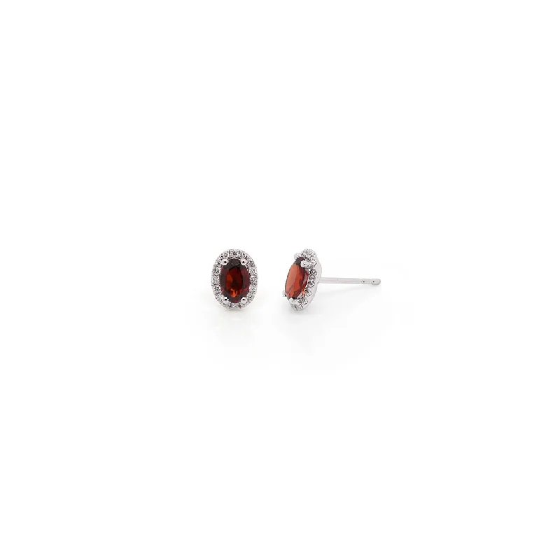 Handcrafted Jewelry Sale – Unique Designs At Low Prices 14k White Gold Garnet & Diamond Stud Earrings