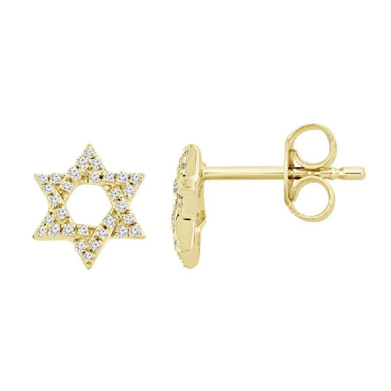 Premium Jewelry At Special Low Prices For A Limited Time 18k Gold Diamond Star of David Stud Earrings