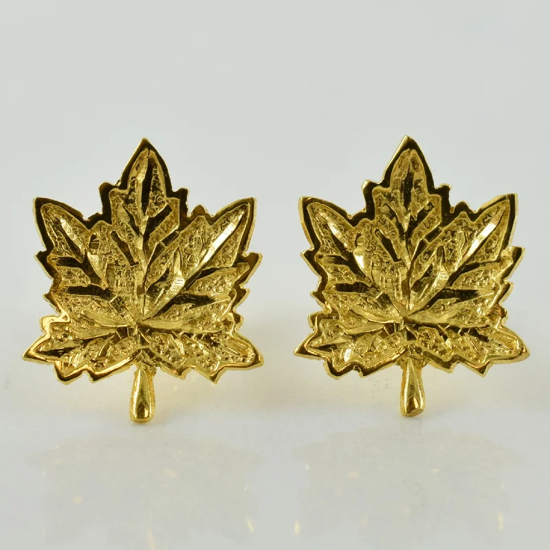 Unmissable Discounts On Timeless Jewelry Pieces 18k Yellow Gold Maple Leaf Stud Earrings