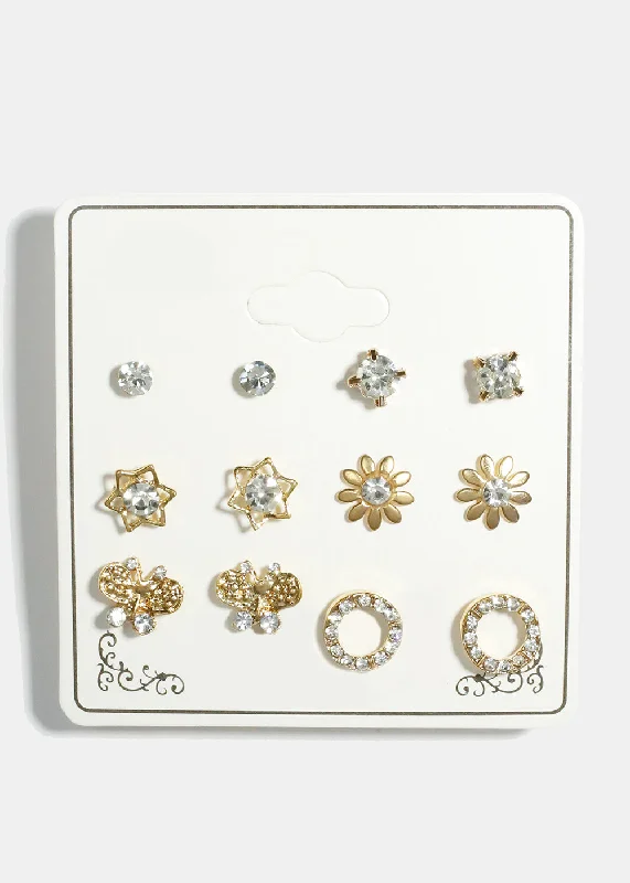 Timeless Jewelry At Special Discount Rates 6-Pair Multi Design Stud Earrings