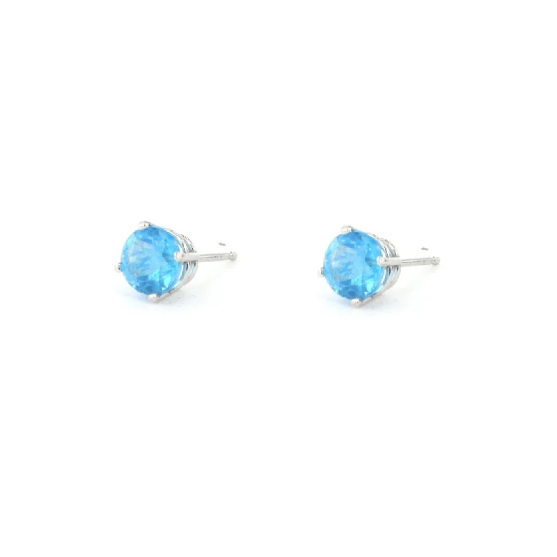 Grab Stylish Jewelry Before The Sale Ends 6MM Blue Topaz Stud Earrings