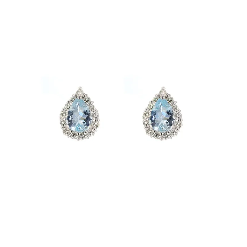 Elegant Jewelry, Exclusive Prices – Shop Now Aquamarine & Diamond Halo Stud Earrings