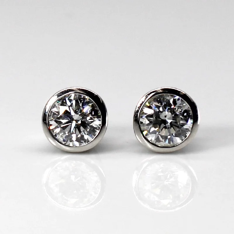 Luxury Jewelry Now At Special Promotional Rates Bezel Set Diamond Stud Earrings | 1.20ctw SI2/I1 H/I |