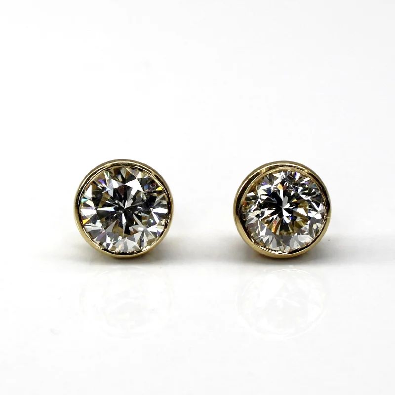 Exclusive Jewelry Bundles At Discounted Prices Bezel Set Diamond Stud Earrings | 2.40ctw VS1/VS2 I |