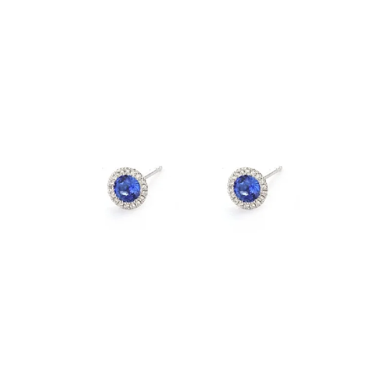 Personalized Jewelry Sale – Meaningful Gifts At Great Prices Blue Sapphire & Diamond Halo Stud Earrings | M10278852