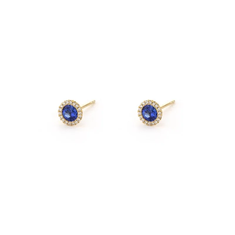 Discounted Jewelry For A Glamorous Look Blue Sapphire & Diamond Halo Stud Earrings | M10278855