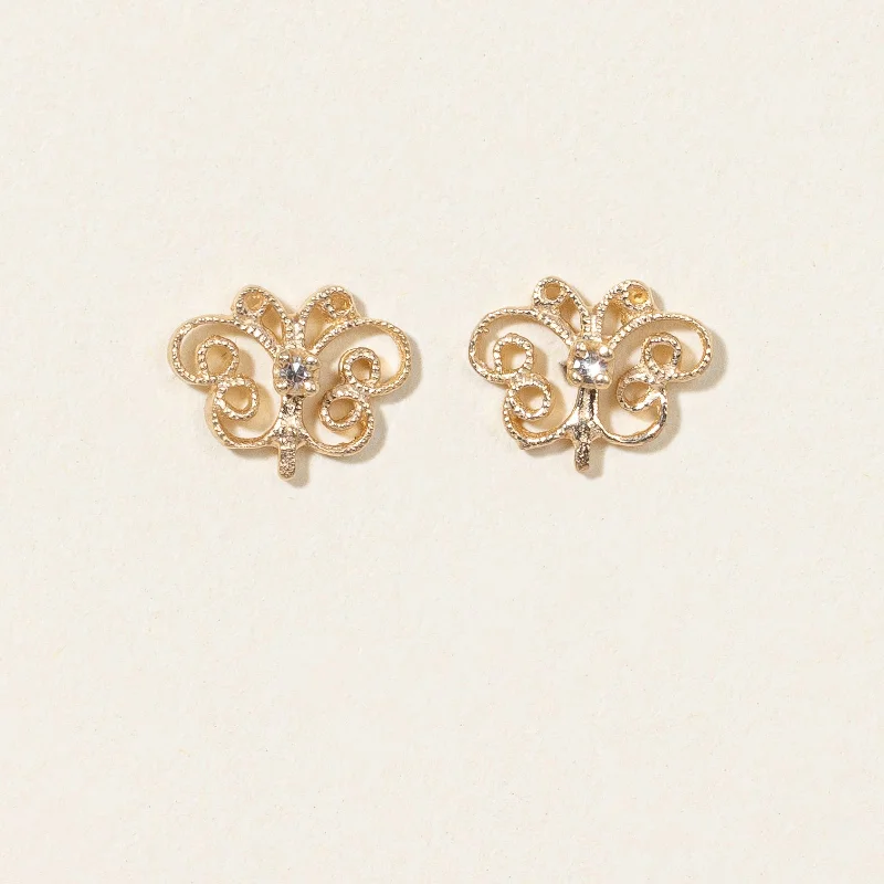 Unmissable Deals On Handmade Jewelry Collections Butterfly Diamond Stud Earrings | 0.02ctw |