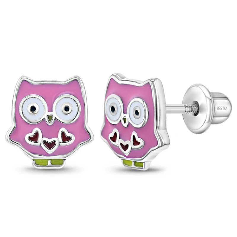 Versatile Layering Jewelry For Effortless Chic Children's Sterling Silver Owl Enamel Stud Earrings