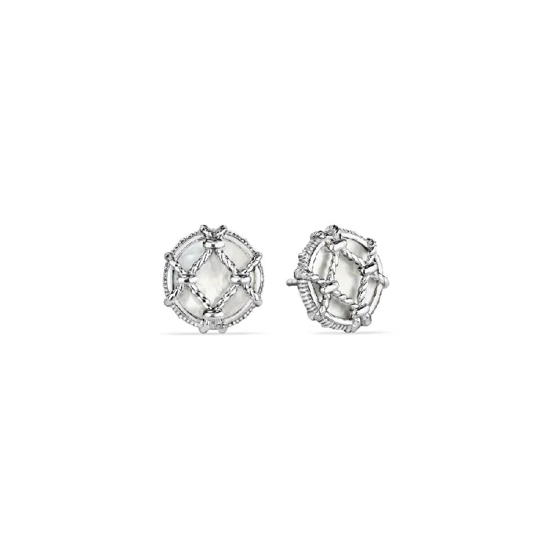 Exclusive Gemstone Jewelry At Special Prices SS Judith Ripka Isola Stud Earrings With Mother Of Pearl