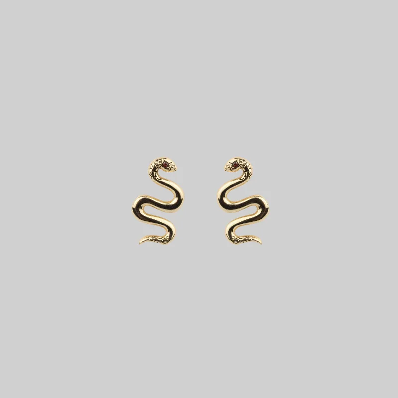 Get The Best Deals On Timeless Jewelry Pieces DIVINITY. Garnet Snake Gold Stud Earrings