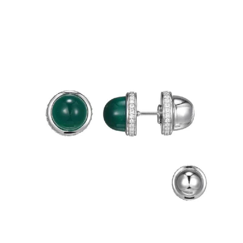 Seasonal Jewelry Sale – Upgrade Your Style Today Elle Sterling Silver "Pivot" Green Agate Cabochon Stud Earrings