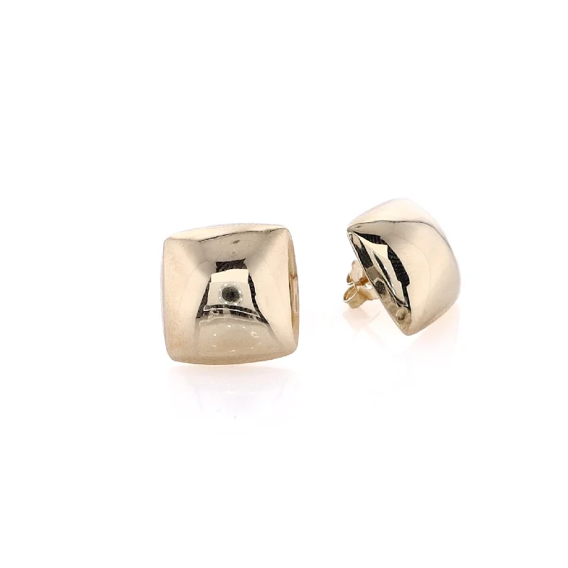 Discover Unique Jewelry With Special Limited-Time Offers Estate 14 Karat Yellow Gold Polished Domed Squared Design Stud Earrings