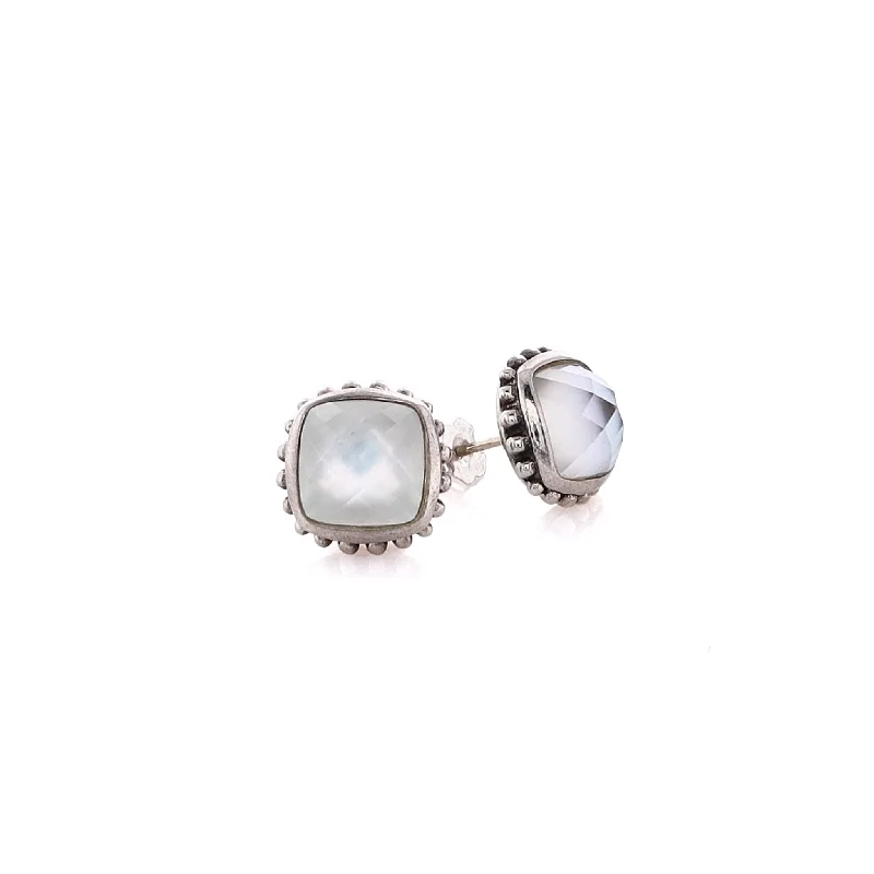 Exclusive Jewelry Sale – Shine For Less Estate Lagos Sterling Silver and 14 Karat Yellow Gold Mother of Pearl Stud Earrings