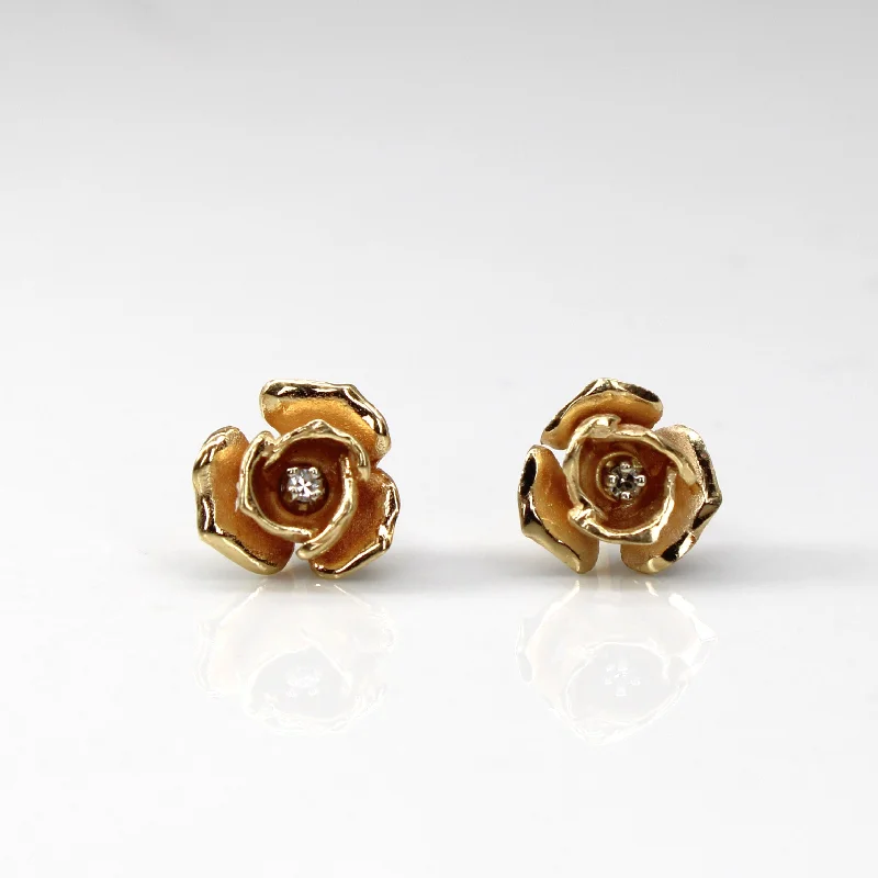 Limited-Time Offer On Elegant Jewelry Pieces Flower Design Diamond Stud Earrings | 0.02ctw |