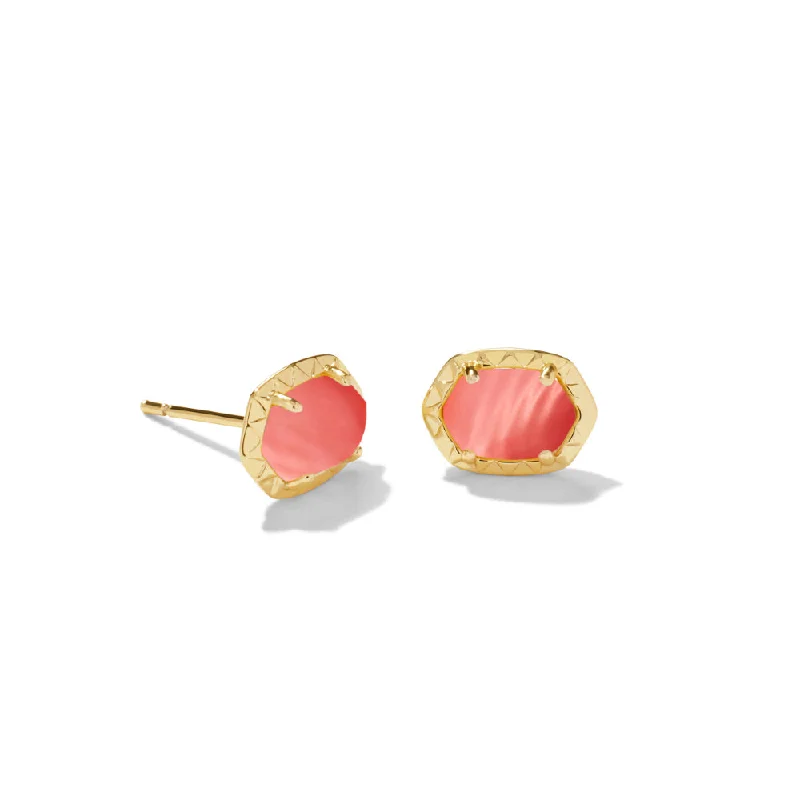 Fashion-Forward Jewelry At Incredible Prices Kendra Scott Daphne Stud Earrings In Coral Pink Mother Of Pearl