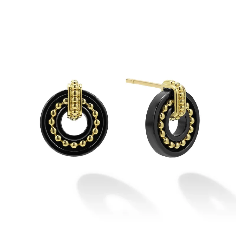 Affordable Gold-Plated Jewelry For Modern Fashion Lagos 18k Gold Black Caviar Ceramic Stud Earrings