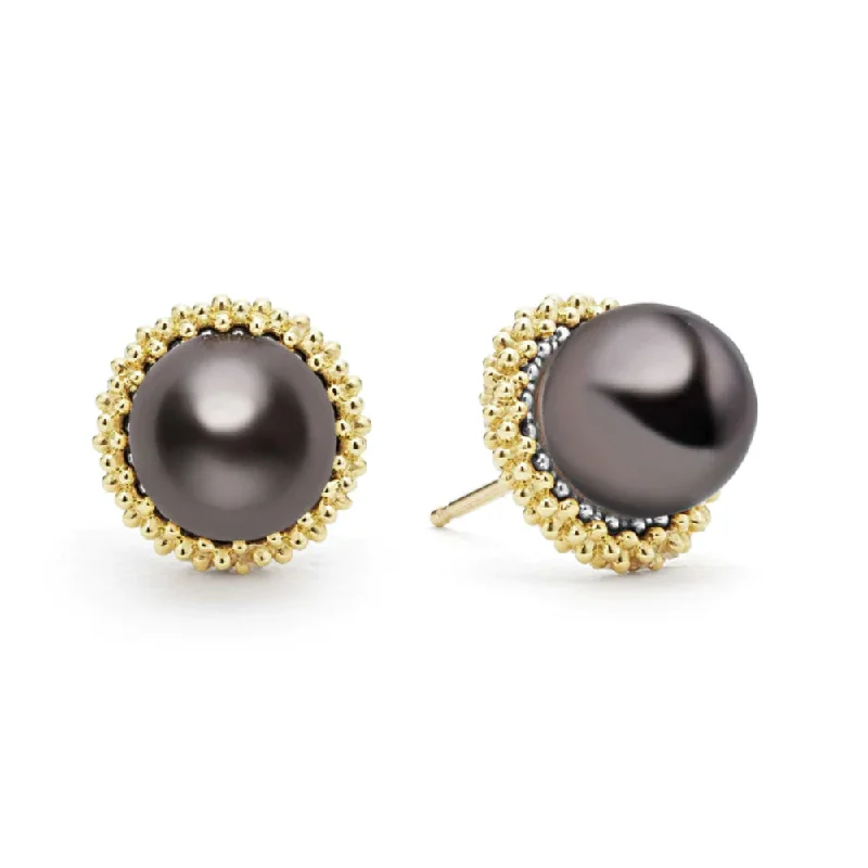 Shop Dazzling Jewelry At The Best Prices Lagos Luna 18k Gold Tahitian Black Pearl Stud Earrings