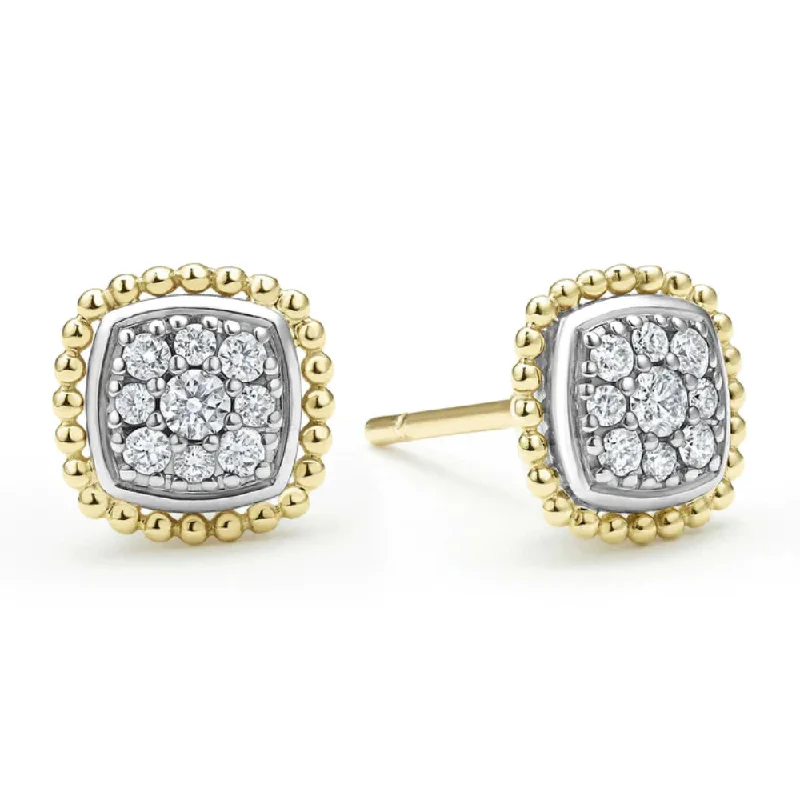 The Perfect Jewelry Piece At The Perfect Discount Lagos Rittenhouse Two-Tone Caviar Diamond Stud Earrings