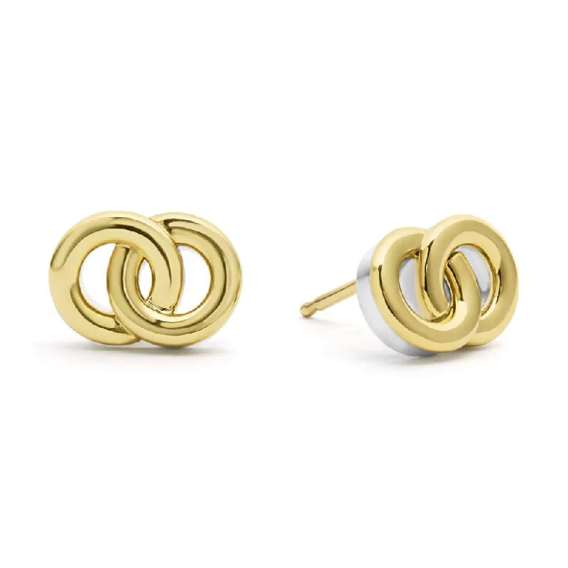 Eco-Friendly Sustainable Jewelry For Conscious Buyers Lagos Signature Caviar Two-Tone Interlocking Stud Earrings