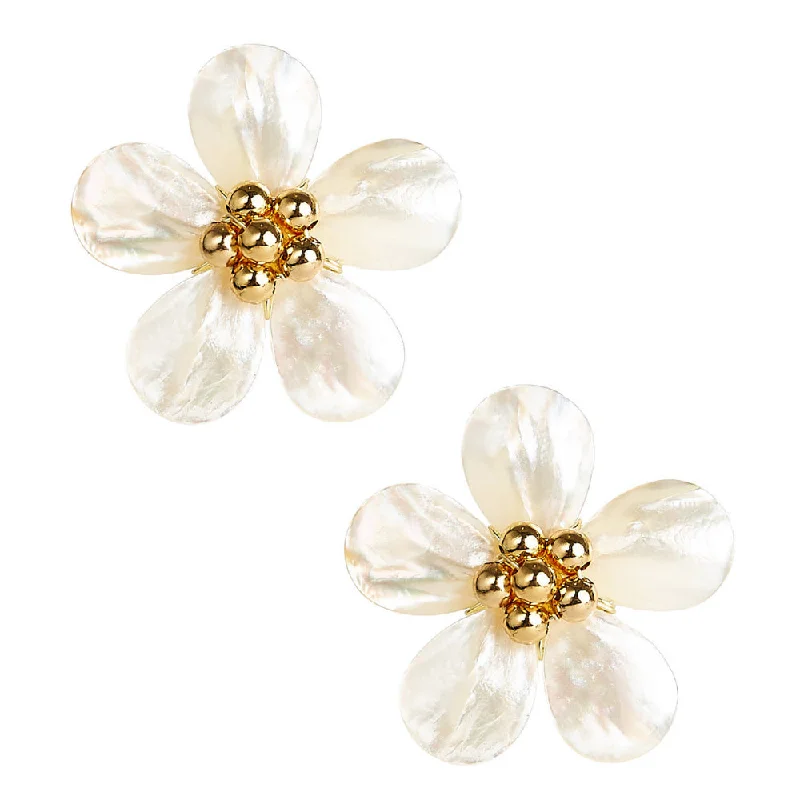 Fashion-Forward Geometric Jewelry For Contemporary Style Lisi Lerch Libby Gold Bead and Mother of Pearl Stud Earrings