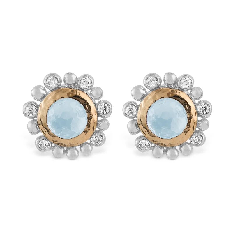 Flash Jewelry Sale – Get Stunning Pieces At Low Prices Molten 5mm Round Stud Earrings w/ Blue Topaz in 18K Yellow Gold & Sterling Silver