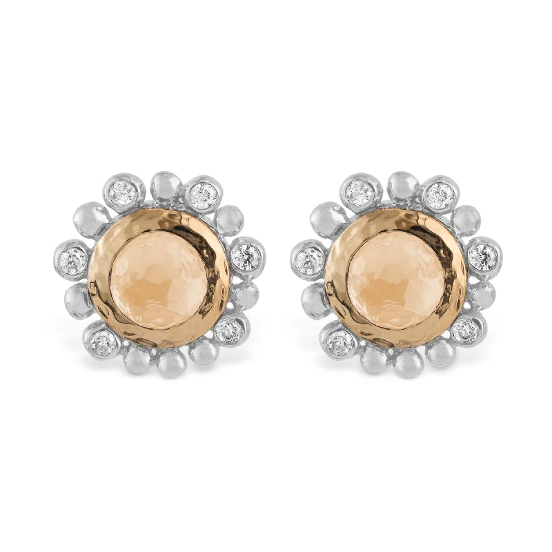 Jewelry Clearance Sale – Final Reductions Molten 5mm Round Stud Earrings w/ Gold Doublet in 18K Yellow Gold & Sterling Silver