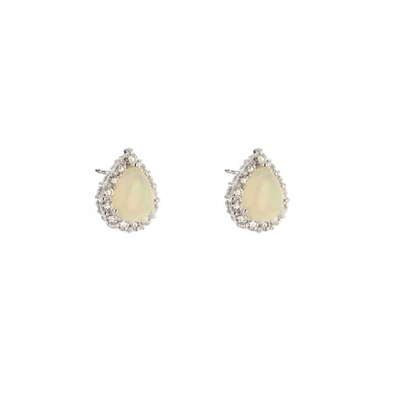 Fashion-Forward Jewelry At Incredible Prices Opal & Diamond Halo Stud Earrings