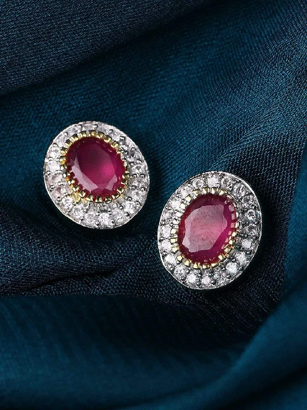 Personalized Jewelry Sale – Unique Pieces At Great Prices Rubans CZ and Faux Ruby Studded Stud Earrings