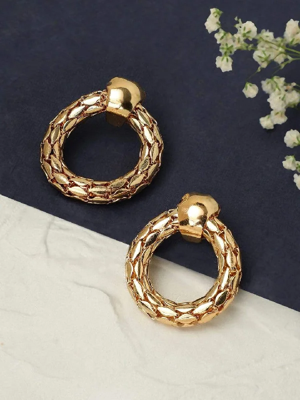 Seasonal Jewelry Sale – Upgrade Your Style Today Rubans Gold Plated Handcrafted Textured Stud Earrings