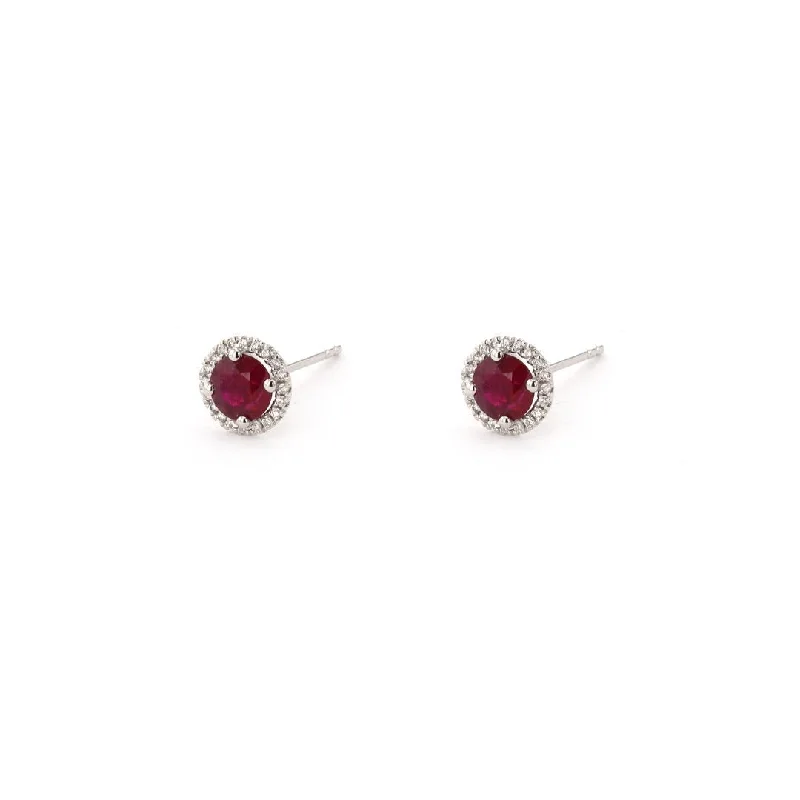 Exclusive Jewelry Offers – Sparkle For Less Ruby & Diamond Halo Stud Earrings | M10278851