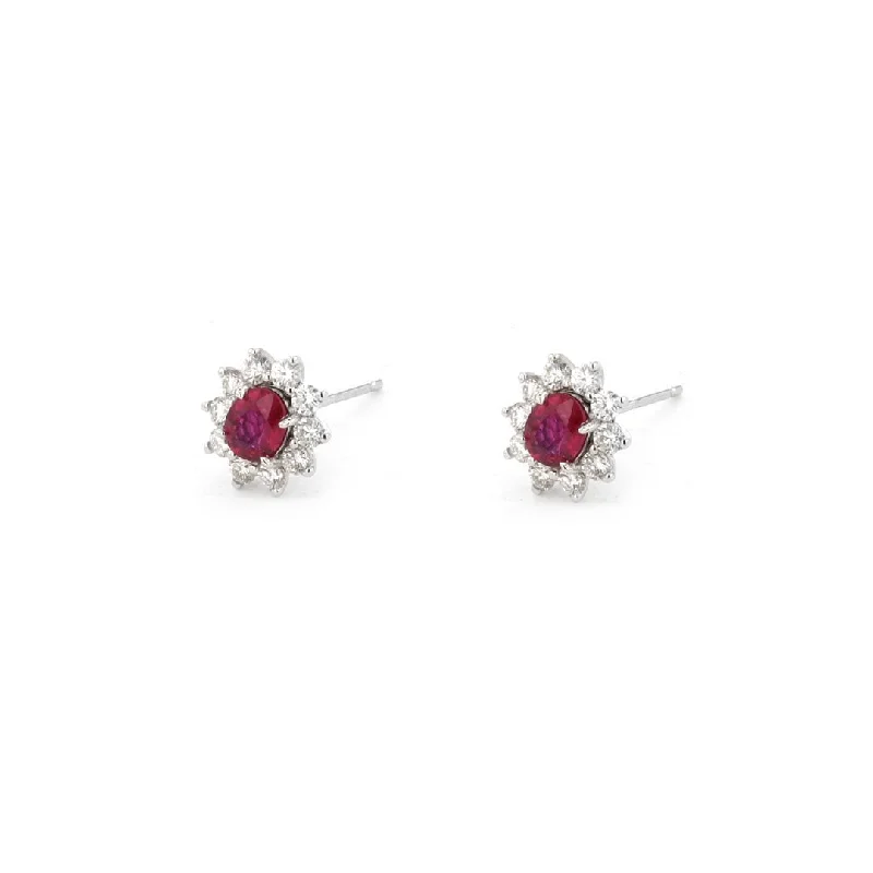 Trending Jewelry Styles Now At Limited-Time Discounts Ruby & Diamond Halo Stud Earrings