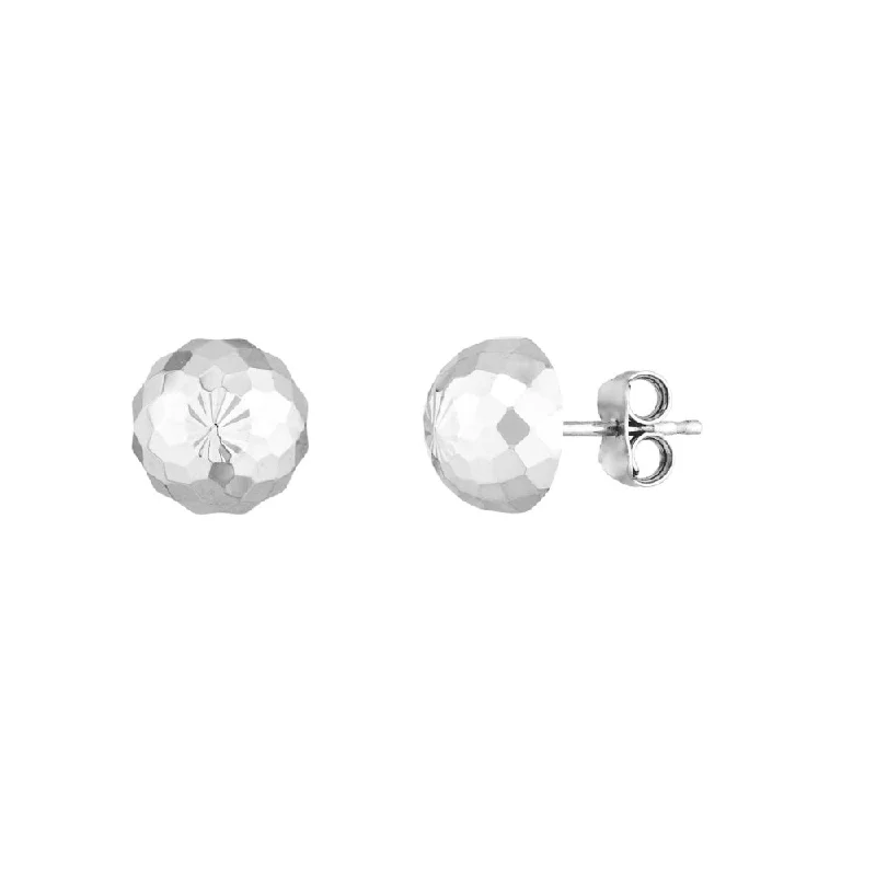 Luxury Jewelry Sale – Sparkle For Less Sterling Silver Faceted Dome Stud Earrings